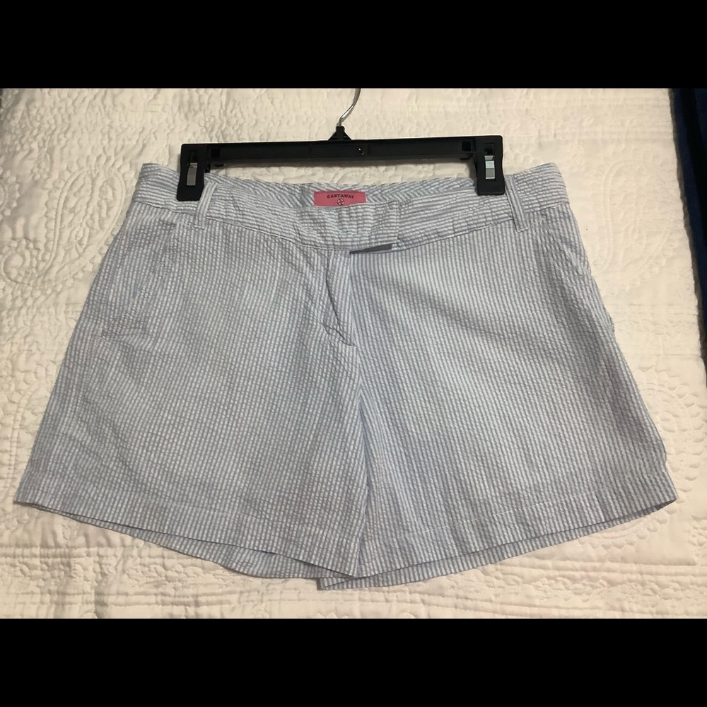 Blue and White striped Seersucker shorts